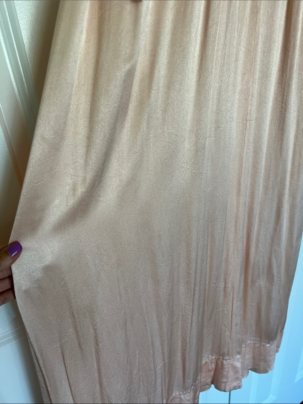 1930’s Elegant Blush Satin and Lace Midi Dress (shoulder pads removed) - Picture 11 of 13